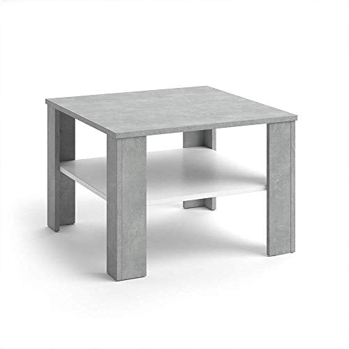 Vicco Tavolino da Divano Homer Tavolino da Soggiorno Cemento Bianco 60x60