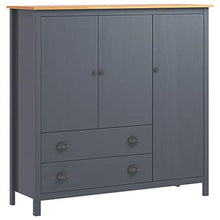 Cikonielf - Armadio da camera con 3 ante e 2 cassetti e 5 ripiani, guardaroba per il soggiorno, (L x A x P): 142 x 45 x 137 cm, grigio e marrone miele