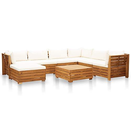 Tidyard Set 8 pz Divani Angolari Modulari da Giardino con Penisola e Tavolino in Legno Acacia,Divani Modulari ad Angolo da Giardino in Legno,Salotto da Giardino in Legno,Divani Cmponibili da Giardino - Arredi Casa