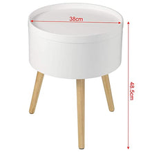 EUGAD Comodino Contenitore Tavolino per Salotto Comodini Bianco Rotondo Camera da Letto Gambe in Legno 38x38x48,5cm 0075ZZ