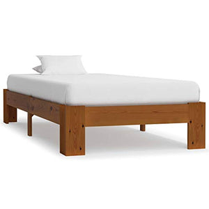 BIGTO - Struttura letto in legno di pino massello, per camera da letto, colore: marrone, 90 x 200 cm