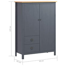 FAMIROSA Armadio a 2 Ante Hill Range Grigio 99x45x137cm Massello di Pino