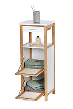 WENKO Scaffale Finja con 2 scomparti - Scaffale per il bagno, scaffale per la casa, Bambù, 34 x 89 x 30 cm, Marrone