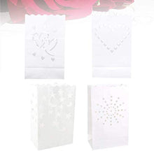 ARTFFEL Vola 20Pcs Candela Paper Bag Senza Fiamma Tealights Scavato Borsa luminare for Matrimoni Festa San Valentino di Compleanno di Capodanno, 10 Luna Stelle Modello + 10 Sun Modello .Compleanno