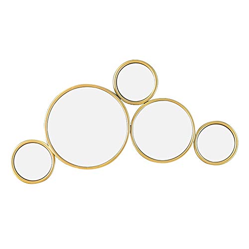 Specchio per bagno a parete Specchio per trucco semplice in stile europeo HD/Impunture design/ Rotondo a prova di esplosione Specchio per parete in ferro battuto Specchio per corridoio，71*40*6.5cm-O