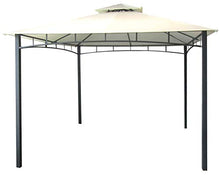 Savino Fiorenzo Gazebo da Giardino 3x3 Metri con Telo Impermeabile Ecrù in Metallo e Ferro Nero Satinato antiruggine e Doppio Tetto Anti Vento Pali portanti 6x6 cm