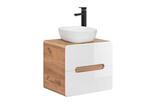 COMAD Lavabo Aruba con lavabo da appoggio, larghezza 60 cm, rovere americano, bianco lucido