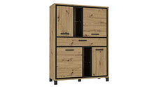 Meubletmoi - Armadio a 4 ante e 1 cassetto, in legno chiaro e nero, design industriale moderno, collezione Alia