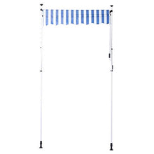 lyrlody, tenda da balcone, a scomparsa manuale, con braccio snodato per l'uso in giardino in cortile, 3 x 1,2 m (blu e bianco)