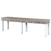 Lechnical Pratica Panca da Interni, Panca in Legno massello di Mango Rattan 160 x 35 x 45 cm (Larghezza x profondità x Altezza) -Bianco