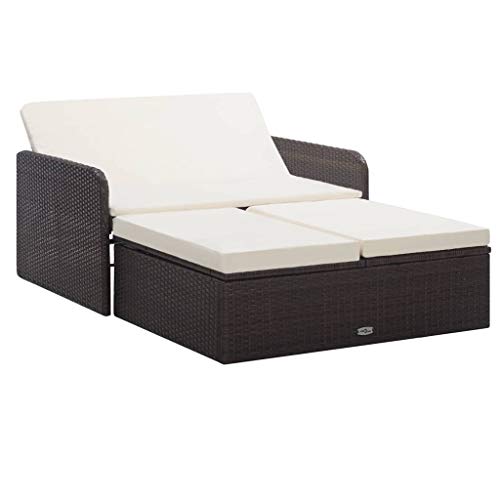 SKM Set Divani da Giardino 2 pz con Cuscini in Polyrattan Marrone (29kg)