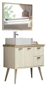Mobiletto da bagno Hydra Pinie Nb. con lavabo in ceramica e specchio
