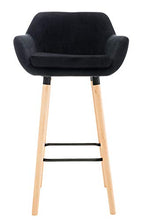 CLP Sgabello Bar Grant In Velluto Sfoderabile I Sedia Alta Cucina In Legno Di Faggio Con Cuscino Removibile, Colore:nero