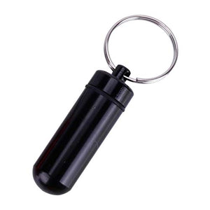 Cecilie 5PCS / Lot di alluminio impermeabile della pillola della medicina della scatola contenitore della cassa del supporto di bottiglia della pillola esterno di Keychain di caso Pillbox Portable Cec