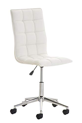 CLP Sgabello Lavoro Peking in Similpelle I Sgabello Ufficio Imbottito I Sgabello Studio, Colore:Bianco