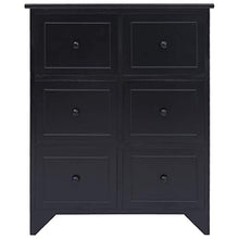 FAMIROSA Armadietto con 6 Cassetti Nero 60x30x75cm, Legno di Paulownia