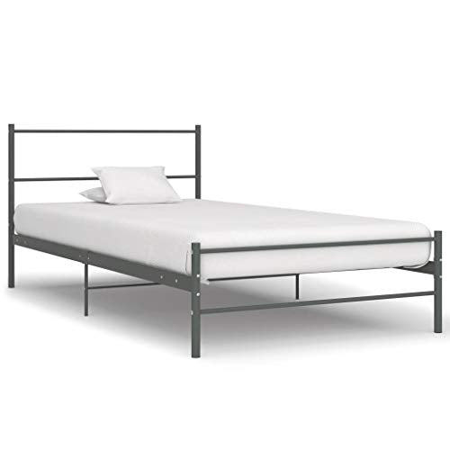 BIGTO - Struttura letto in acciaio per camera da letto, colore: grigio, 90 x 200 cm