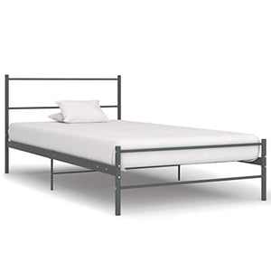 BIGTO - Struttura letto in acciaio per camera da letto, colore: grigio, 90 x 200 cm