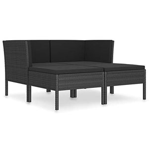 Tidyard 4 pz Set Divano Letto Modulare da Giardino 2 Posti in Rattan,Divano Modulare,Divano da Esterno,Divano in Rattan,Divano 2 Posti,Divano da Patio Piscina Terrazzo e Balcone 140x70x54 cm