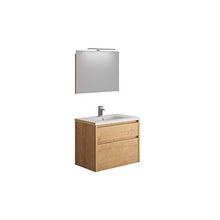 Allibert Mobili da Bagno Set Sottopensile 80 cm Lavandino Armadietto a Specchio Pre-assemblati Rovere