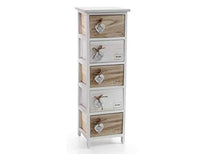 GICOS IMPORT EXPORT SRL Mobile cassettiera in Legno Bianca/Marrone 5 cassetti Decoro Home Cuore 26 * 32 * 98 cm Shabby Chic EDT-793394