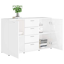 Lasamot Credenza Mobile Laterale Armadio da Cucina Costumista Mobilia Armadio Multiuso Mobiletto del Bagno Truciolare Bianco Lucido 120 × 35,5 × 75 cm
