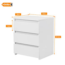 Comodini da Notte, Cassetto Organizattore da Letto Cassettiera Camera Letto Comodino con 3 Cassetto, 45 x 38.2 x 56 cm, Bianco