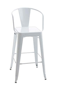 CLP Sgabello Industrial in Metallo Vasbro I Sgabello Bar con Schienale E Poggiapiedi I Sgabello Cucina Alt. Seduta 77 CM, Colore:Bianco