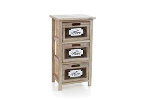 GICOS IMPORT EXPORT SRL Mobile cassettiera in legno colore naturale 3 cassetti retinati decoro HOME 34 * 25 * 62 cm shabby chic EDT-809385