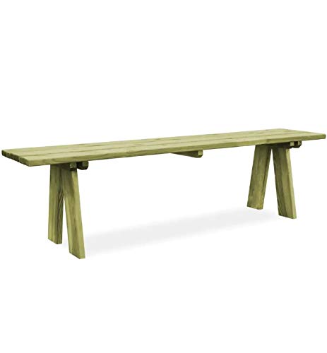 Zerone- Panchina da Giardino Moderna 170 Cm in Legno di Pino Impregnato,Panca da Giardino Senza Schienale Verde,Resistente agli Agenti Atmosferici e Adatta all'Uso all'Aperto