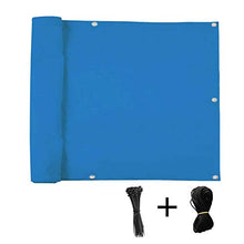 Ziligengsheng Paravento per balconi 65x600cm,Idrorepellente e Resistente agli Strappi,con Fascette e funi,per Ringhiera Protezione Balcone, Blu