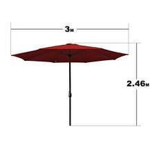 Hengda 300 cm Ombrellone Parasole Protezione Solare UV30+ Struttura in Acciaio con manovella 38 mm Parasole da Esterno Ombrello da Spiaggia Bar Giardino Mare Piscina-Rosso