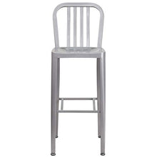 Flash Furniture Set da 2 Sgabelli da Bar, con Schienale con Assi Verticali, Altezza 76 Cm, per Interni Ed Esterni, qualità Commerciale, in Metallo, Colore Argento