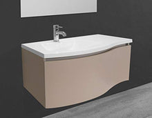 OrionShop Mobile Bagno Sospeso NILA da 85cm Tortora Opaco con Lavabo Specchio e Lampada LED Inclusi