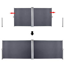 BOMT Doppia Riavvolgibile 180 x 600 cm Grigio Tenda Paravento Laterale, Antivento, Protezione Privacy, Protezione Solare, per Balcone,Terrazzo,Giardino,Tendalino per Patio