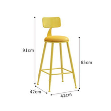 Sgabelli da bar, arte di ferro con schienale alto Lounge Chair Sedia da pranzo con poggiapiedi Sgabello Alto antiruggine Stabile portabile e durevole Sgabello ( Color : Yellow , Size : 65CM )