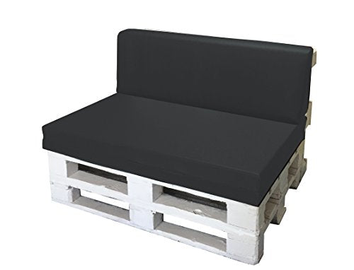 SET CUSCINI PER DIVANI PALLET BANCALI Seduta 120x80x15 cm + Schienale 120x39x11-19 cm - Ecopelle IDROREPELLENTE GRIGIO