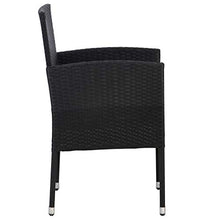 Tidyard 4 pz Sedie da Giardino in Polyrattan Nero con Cuscini 52x56x88 cm,Sedie da Esterno,Sedie in Rattan,Poltrocine da Giardino,Poltrocine da Esterno,Poltrocine Rattan,Sedie da Pranzo da Giardino