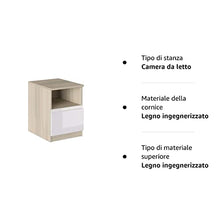 Iconico Home MIK Modern, Comodino con cassetto e vano a giorno, Camera da letto, Cameretta ragazzi, 40x44,5xh53,5 cm, Rovere