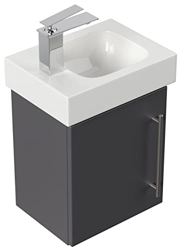 emotion ICONXS38CMLINKS000104DE - Lavabo con mobiletto, in Legno, 38 x 41 x 28 cm, Colore: Antracite Lucido
