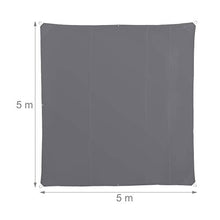 Relaxdays Shade Sail, Square, Water-Repellent, Protection with Tethers, Balcony Canopy, WXD, Grey Tenda a Vela, Quadrata, Impermeabile, Protezione dai Raggi UV, per Balcone, 5 x 5 m, Colore: Grigio