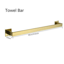 WOMAO portasciugamani Singolo Quadrato Senza Foratura portasalviette Autoadesivo Finitura Oro Spazzolato Superficie antiruggine, L60cm