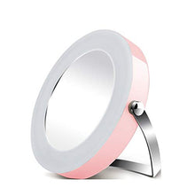 Specchio Trucco LED 3X HD Portatile Rotazione Circolare Morbida con Specchio di Bellezza della Lampada 10,5 x 11 cm Rosa