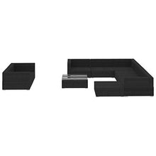 vidaXL Set Divani Giardino 10 pz con Cuscini e Tavolino Vetro Elegante Robusto Arredi per Esterni in Polyrattan Nero Telaio in Acciaio