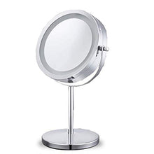 AJH Specchi da Viaggio Donna Specchio per Trucco Illuminato a LED, Specchio ingranditore 10X con Luce, Specchio cosmetico da appoggio, bifacciale, Corpo in Metallo CR