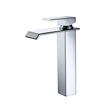 HOMELODY Rubinetto Bagno Cascata Miscelatore Lavabo Monocomando in Ottone Miscelatore Lavabo Alto Acqua Calda e Fredda，Cromato