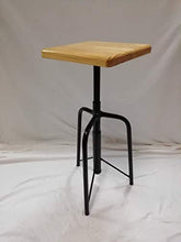 La IBERICA - Sgabello con filettatura in metallo, base quadrata in legno, colore: nero