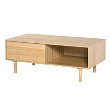 HOMCOM Tavolino da Salotto Caffè Stile Nordico con Anta e Vano Aperto, Mobile Basso Moderno Colore Legno, 110x50x41.5cm