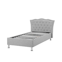 Beliani Letto con Contenitore in Tessuto Grigio Stile Chesterfield 90 x 200 cm Metz