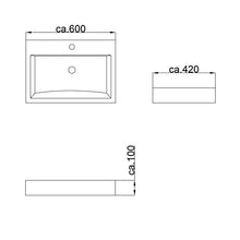 Alpenberger Lavabo da 60 x 42 cm in ghisa minerale | Lavello a mano con troppopieno integrato | Lavello rettangolare ed elegante | Montaggio semplice